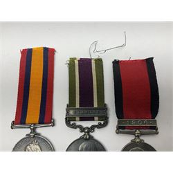 Seven copies of early medals - Waterloo, Crimea, Mediterranean, China 1900, Victoria Cross, Natal Rebellion and Tibet 1903-4; all with ribbons (7)