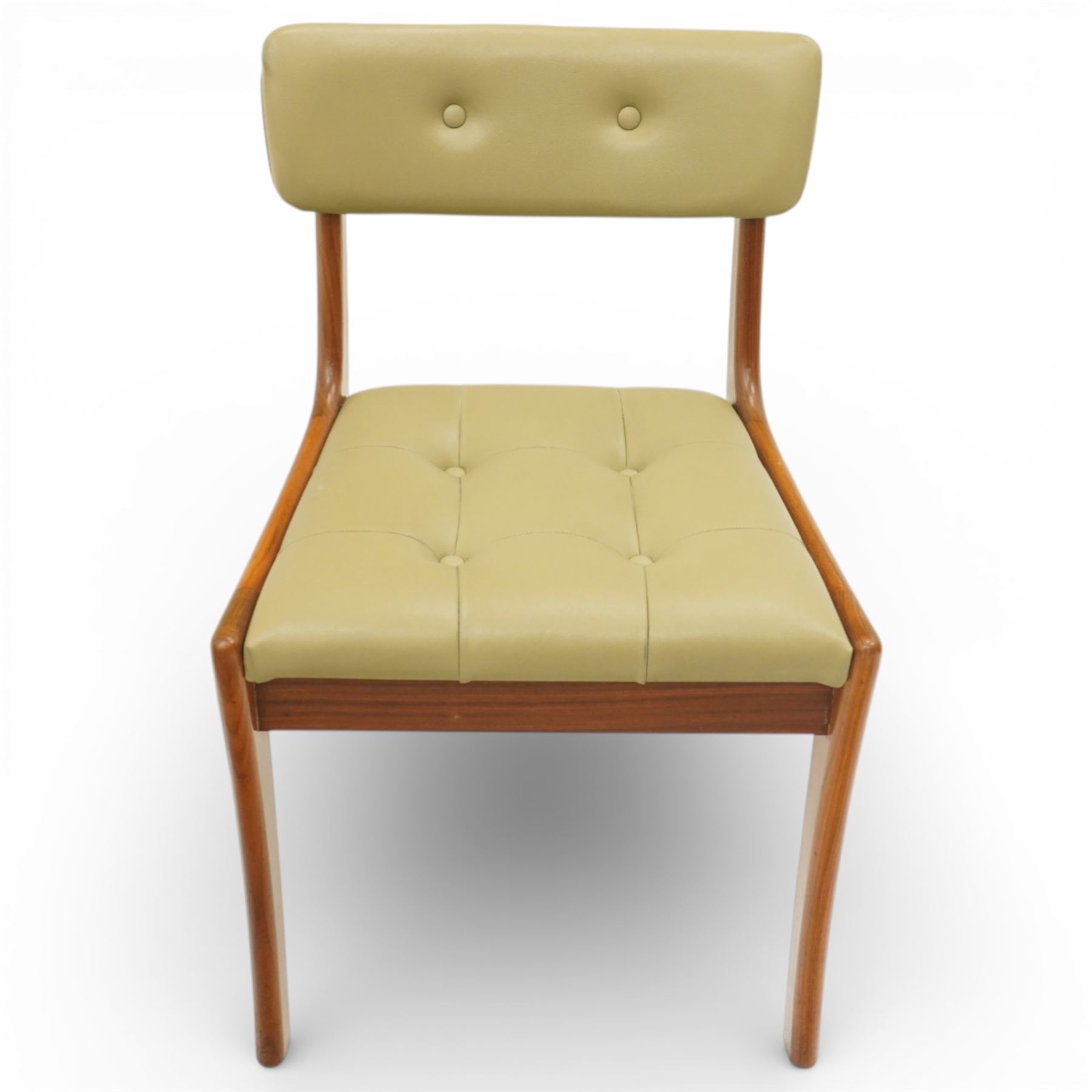 Vanson - Mid 20th century four leather dining chairs, button back and seat, on an shaped teak frame