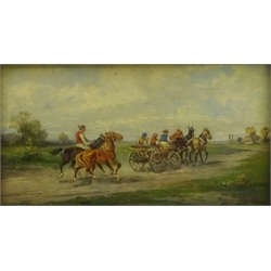  Alfred Steinacker (Hungarian 1838-1914): On the Way to Market, oil on canvas signed 17cm x 30cm  