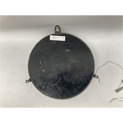 Seth Thomas ship's bulkhead clock with brass bezel and japanned case, the white dial with Roman numerals and subsidiary seconds dial D23.5cm; with key