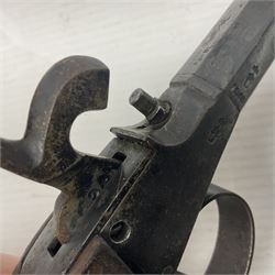 Percussion pocket pistol, 9cm octagonal barrel with German proof marks, figured walnut stock 21cm overall