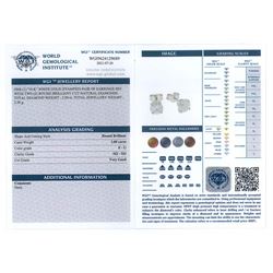 Pair of 18ct white gold round brilliant cut diamond stud earrings, total diamond weight 2.00 carat, with World Gemological Institute Report