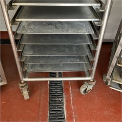 Three stainless steel 20 tray trolley racks with trays (pie tins not included) - THIS LOT IS TO BE COLLECTED BY APPOINTMENT FROM DUGGLEBY STORAGE, GREAT HILL, EASTFIELD, SCARBOROUGH, YO11 3TX