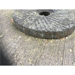 19th century stone wheel, D117cm. This lot is located in Hunmanby, Scarborough YO14 and sold in situ – viewing by appointment only, please contact to arrange.