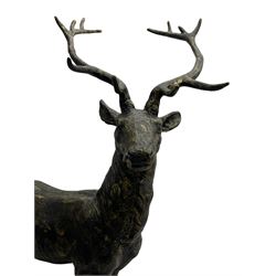 Large bronze finish cast iron garden stag figure