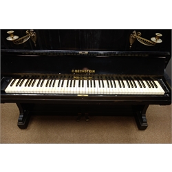  Early 20th century circa. 1905 'C. Bechstein, Berlin' upright piano in ebonised case, iron framed and overstrung, serial no. 78473, W156cm, H128cm, D63cm  
