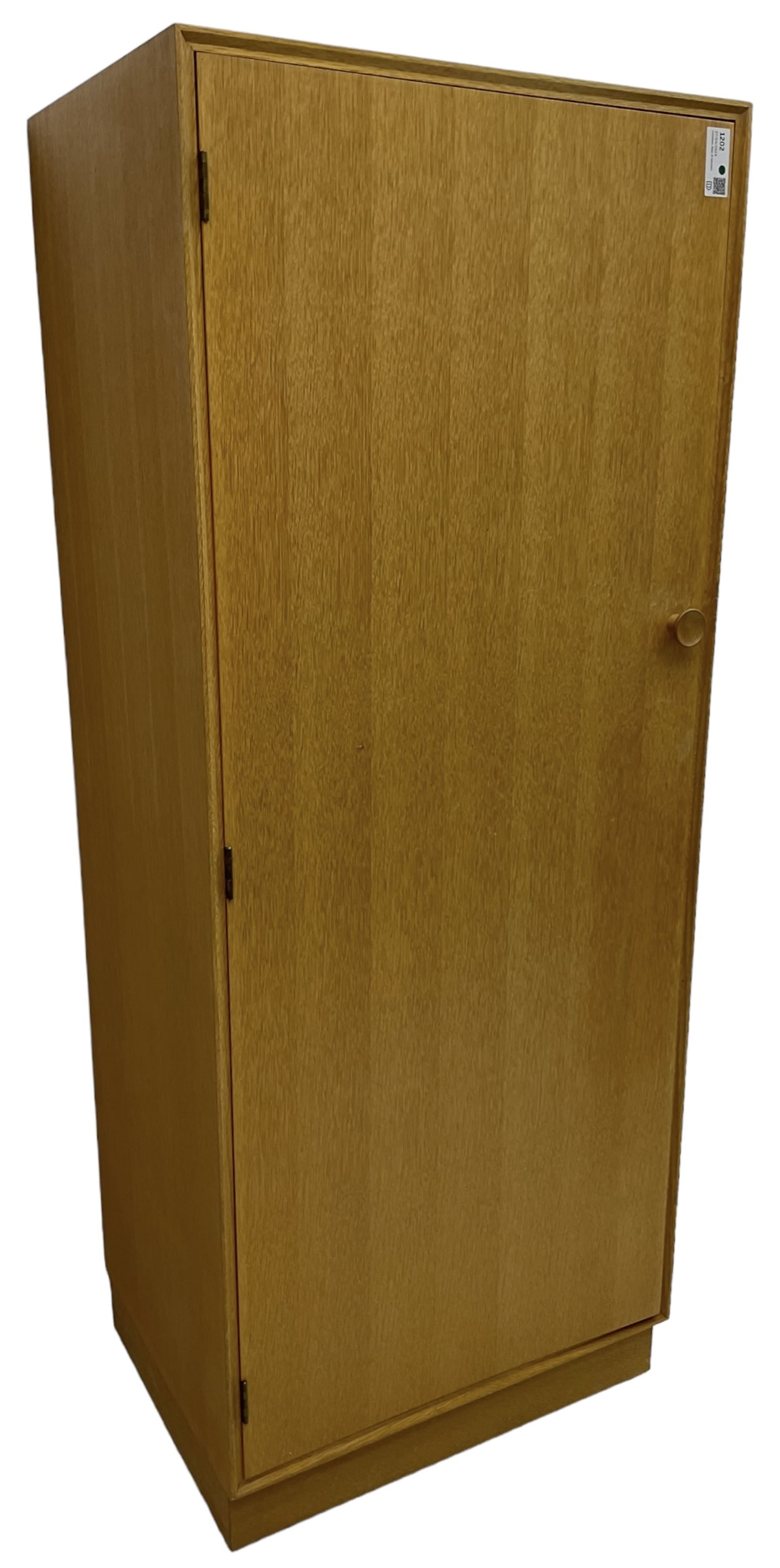 Meredew - mid-20th century oak single wardrobe (W61cm, H153cm, D46cm); and matching double wardrobe (W122cm, H176cm, D54cm)