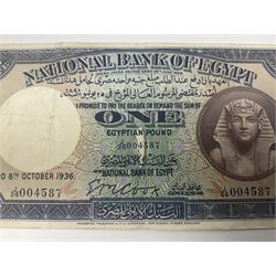 National Bank of Egypt 8th October 1936 one Egyptian pound note 'J/26 004587'