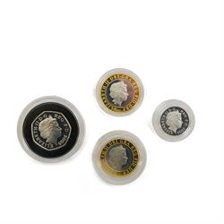 The Royal Mint United Kingdom 2005 silver proof piedfort four coin collection, cased with certificate