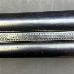 Carr Brothers of Huddersfield 12 bore side by side shotgun with engraved sidelock plates, trigger guard, underside, top plate, thumb lever and fences, chequered semi-pistol grip and horn tipped forend, vacant cartouche to the underside of the stock, double trigger and named 28 inch sleeved barrels choked ¾ and ½, overall length 113cm SHOTGUN CERTIFICATE REQUIRED