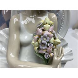 Lladro figure, Jester Serenade, modelled as a ballerina with bouquet of flowers seated before a jester playing the violin, limited edition 2541/3000, sculpted by Antonio Ramos, no 5932, with original box, year issued 1993, year retired 1994, H37cm
