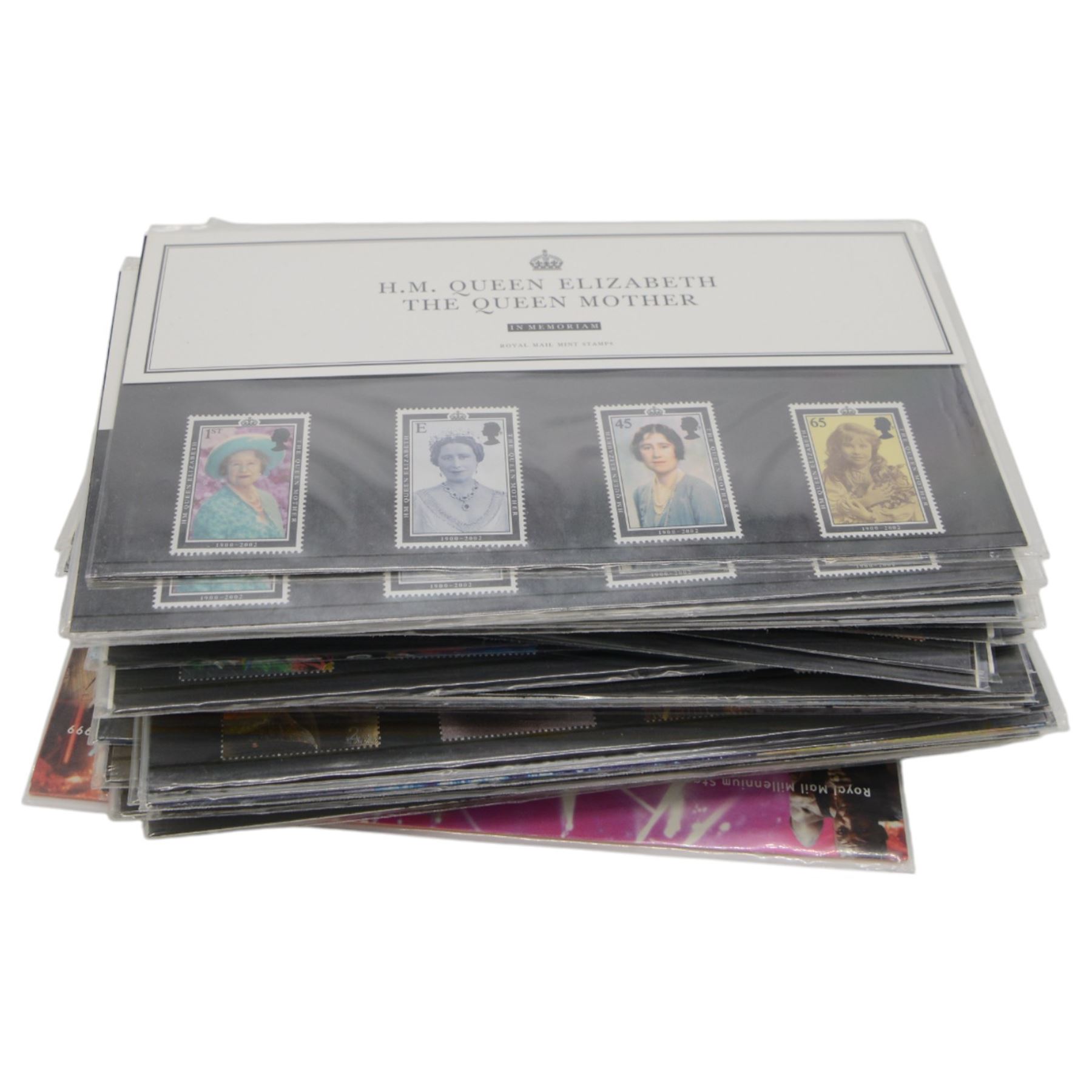 Queen Elizabeth II mint decimal stamps, mostly in presentation packs, face value of usable postage approximately 380 GBP