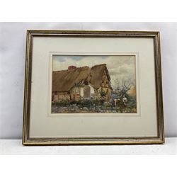 John Terris (Scottish 1865-1914): Gardening, watercolour signed 29cm x 42cm
Provenance: with Tillywally Gallery, Milnthort, Kinross-shire, label verso