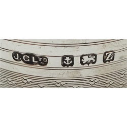 Silver christening cup by Joseph Gloster Ltd, Birmingham 1933, two silver napkin rings by the same hand, two others by Deakin & Francis Ltd and Constantine & Floyd Ltd, all cased, approx 7oz