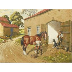 Joseph Appleyard (Yorkshire 1908-1960): 'The Village Smithy', watercolour signed, inscribed verso 34cm x 46cm