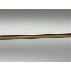 Alfred Knoll silver mounted two-star pernambuco violin bow L74.5cm