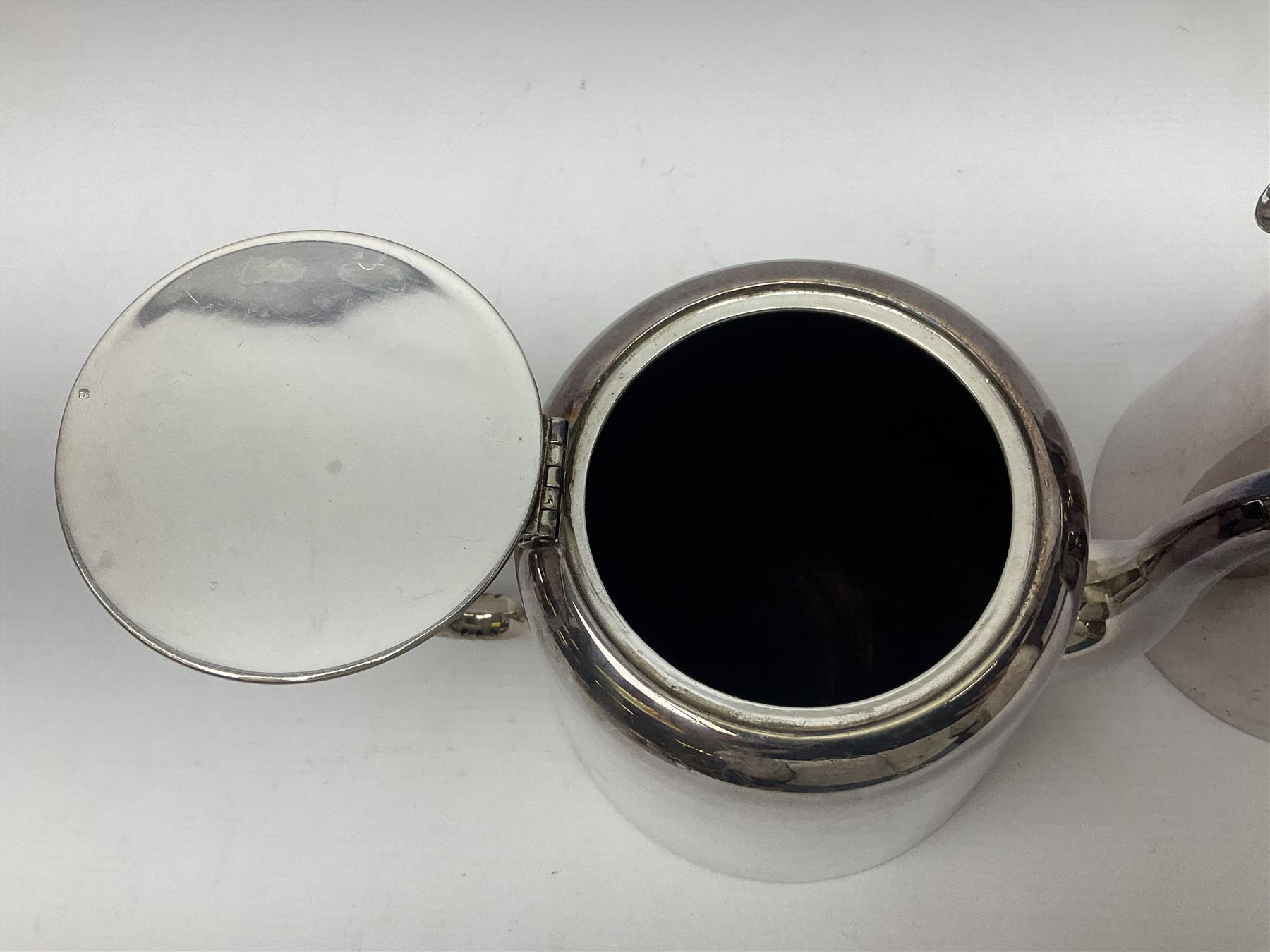 EPNS four piece tea service, comprising teapot, coffee pot, sugar bowl and milk jug