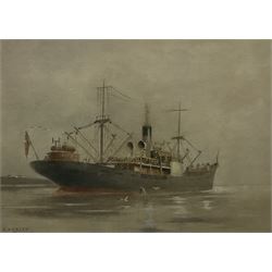 Colin Verity (British 1924-2011): 'Tramp Steamer on a Misty Morning in the Humber', oil on canvas board signed and dated '63, 39cm x 54cm Provenance: purchased Ferens Art Gallery Hull Winter Exhibition 1963 Cat. No. 10; purchased Robert Carmichael of Kirkella Hull; exh. Colin Verity Retrospective Exhibition, Hull Maritime Museum 2003, info. verso