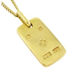 18ct gold ingot pendant necklace, Sheffield 2000