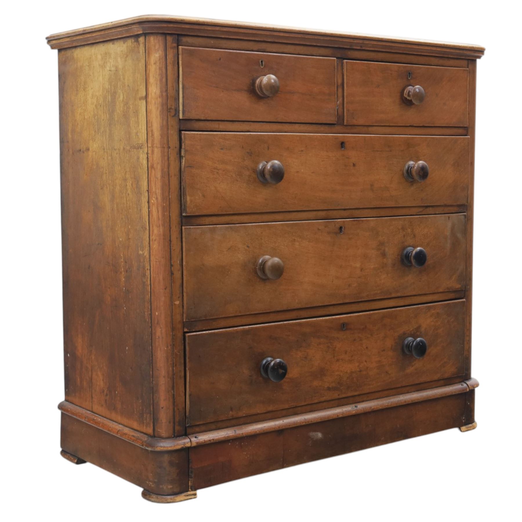Victorian mahogany chest, fitted with two short and three long drawers