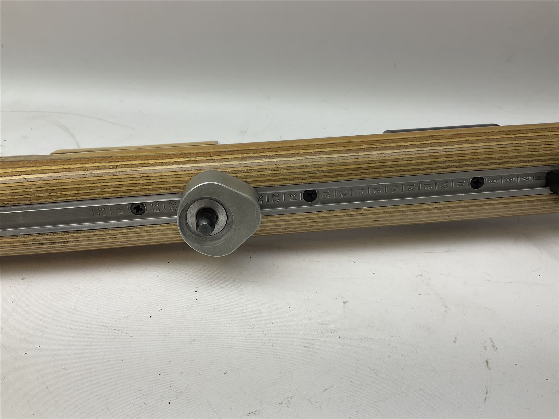 Feinwerkbau, Westinger & Altenburger Germany .22 LR bolt-action target rifle with 67cm barrel, fully adjustable weights and laminated stock, sliding weight rails and vernier rear sight; bi-pod rest at front; No.4225 L123.5cm overall SECTION 1 FIRE-ARMS CERTIFICATE REQUIRED       

