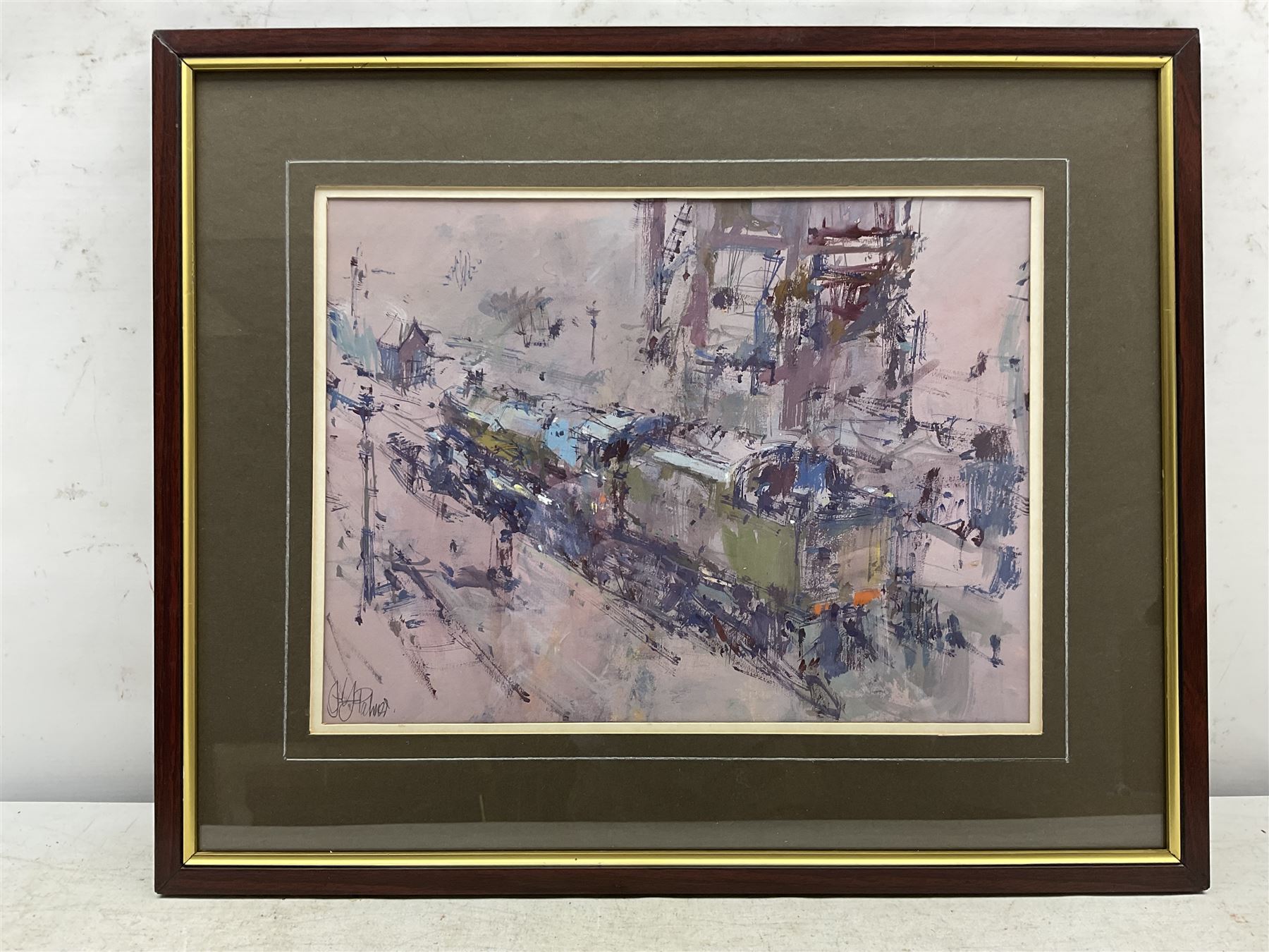 John Palmer RWA (Bristol Savages 1939-2021): 'Operations' - Railway Study, watercolour and gouache signed, titled on label verso 25cm x 34cm
