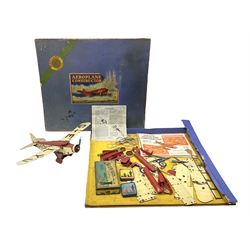 Meccano - Aeroplane Constructor box No.2S with constructed monoplane, quantity of additional parts and Instruction Manual for sets 1 & 2