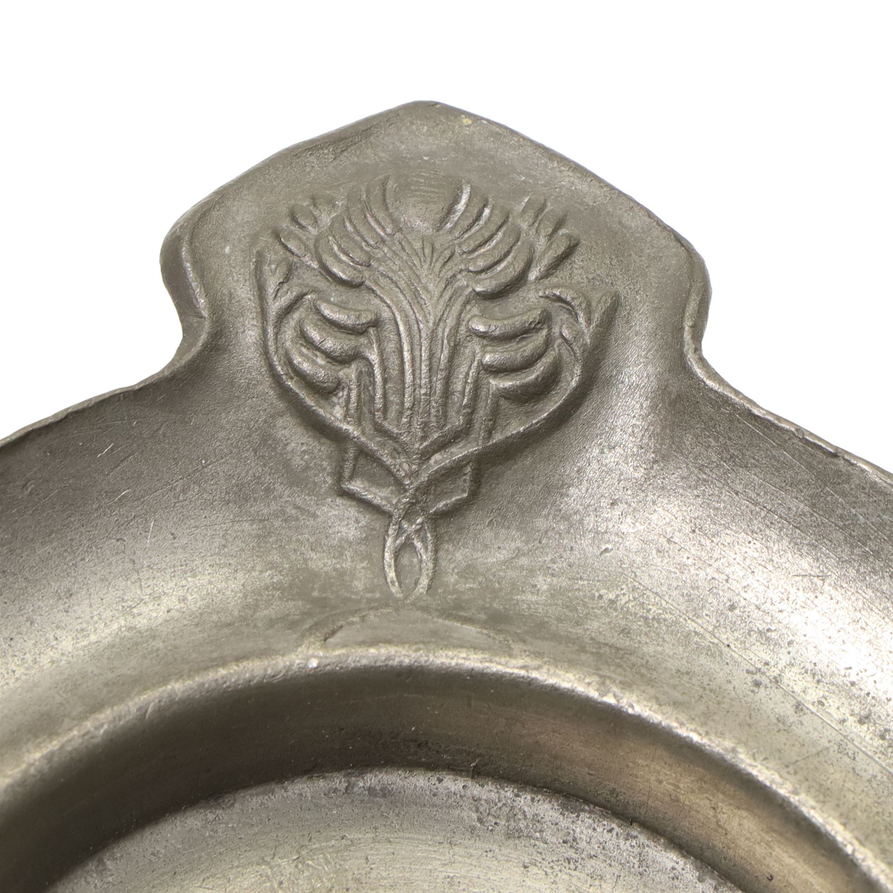 Tudric and other pewter including sugar bowls, milk jugs etc, small WMF Art Nouveau dish No262 and another No218