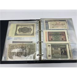 World and Great British banknotes to include Brazil, Canada, France, Germany, Ghana, Indonesia, Iraq, Hong Kong, Hungary, Japan, Vietnam, Zimbabwe, a collection of Chinese ‘Hell Money’, and quantity of ‘De La Rue Systems’ test notes, housed in ring binder and loose