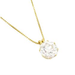 18ct gold single stone old cut diamond pendant necklace, diamond approx 1.60 carat 