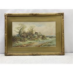 Alexander Molyneux Stannard (British 1878-1975): Feeding the Chickens, watercolour signed 37cm x 62cm