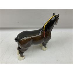 Two Beswick horse figures, comprising Bay 'Burnham Beauty' no.2309 and grey shire no. 818, both with printed marks beneath 