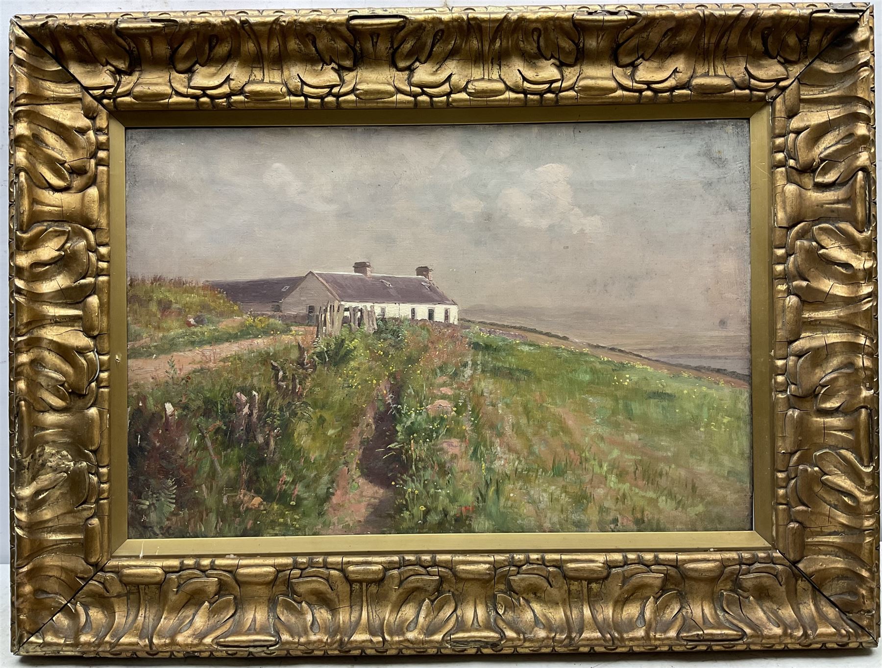 Robert Cree Crawford (Scottish 1842-1924): Cottage by the Sea, oil on canvas signed with initials 1888, 40cm x 60cm