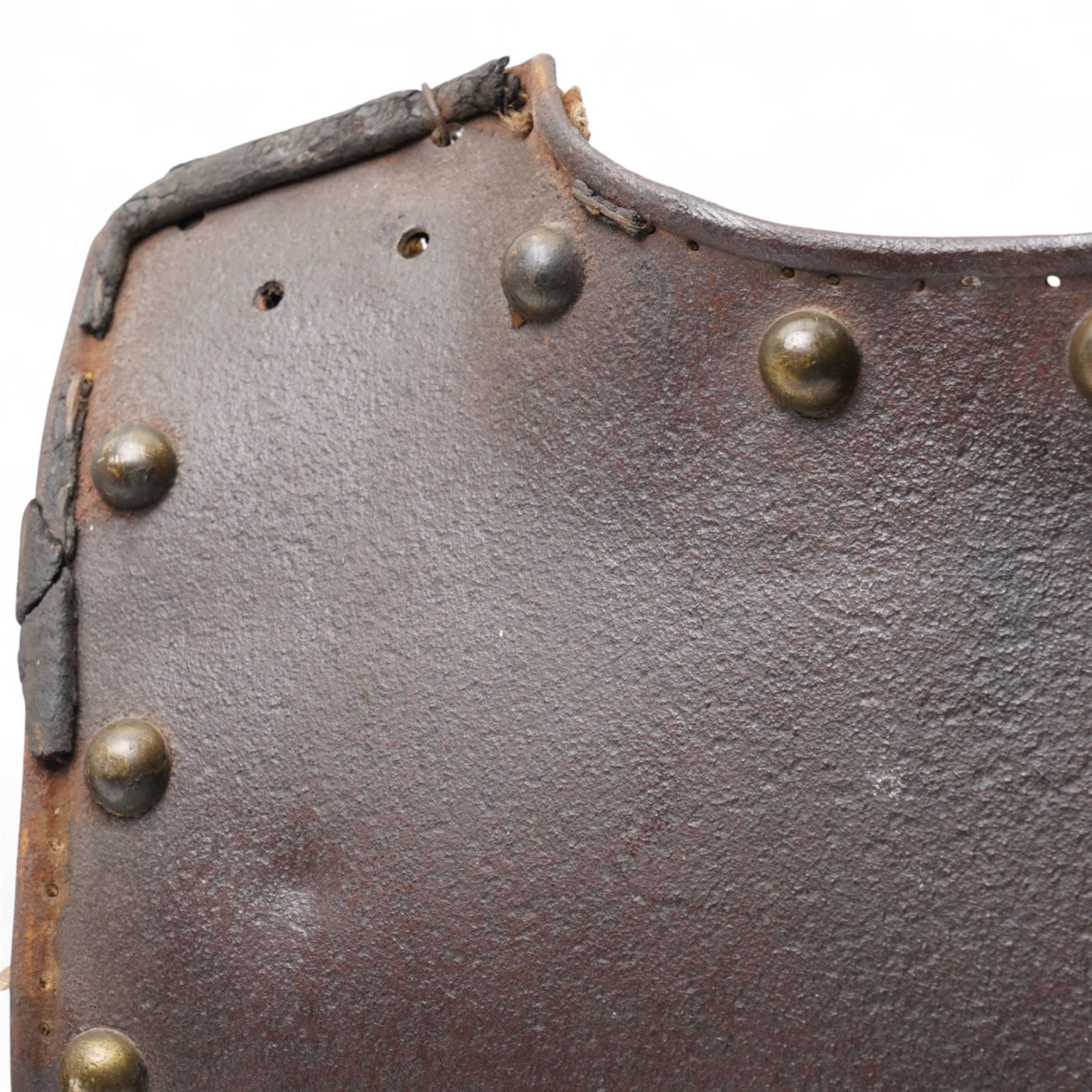 Early 19th century British cavalry cuirass with crows foot mark, the breast plate with ribbed centre H41cm