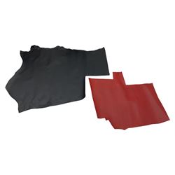 Leather: six skins of various colours to include red, black and brown, dark brown example L145cm approx