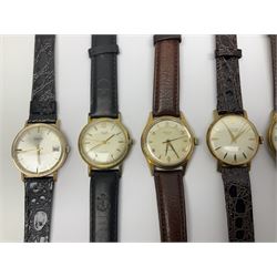 Ten manual wind wristwatches including Yeoman, Pinnacle, Avia, Walker & Hall, Argonaut, Roberts & Owen, Exactus, Uno, Amida and Elco