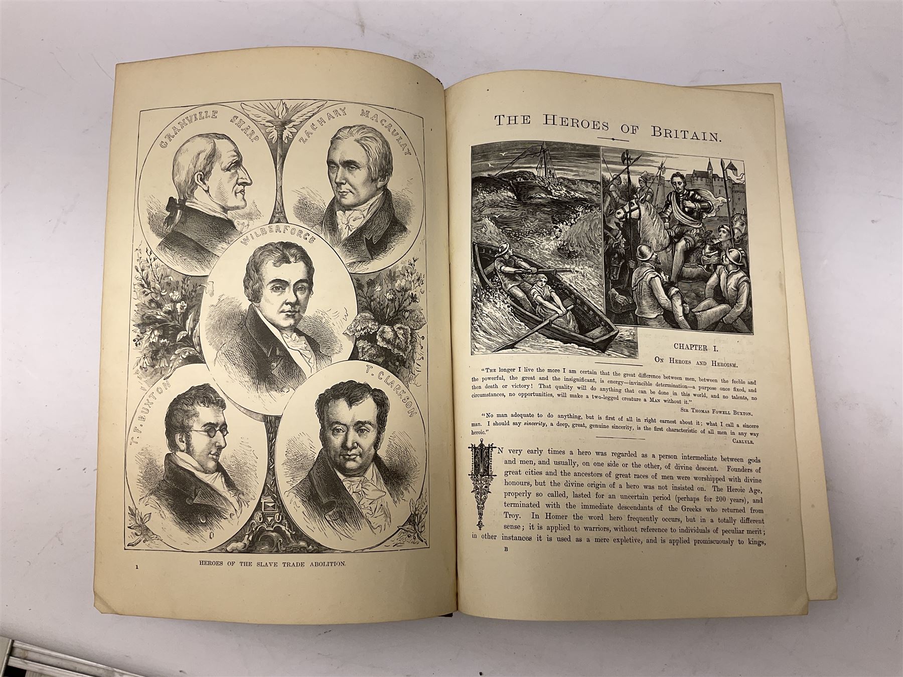 Payne (Harry) Artist: Victoria Cross Gallery; Complete set of twelve chromolithographic relief printed cards published by Birn Bros. (BB). Each: 120 x 155 mm; displayed together in an ebonised frame 54 x 82.5cm; together with the half leather bound reference book by Edwin Hodder entitled Heroes of Britain in Peace and War (2)