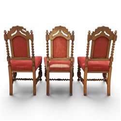Set of six Victorian high-back dining chairs with spiral turned uprights and supports