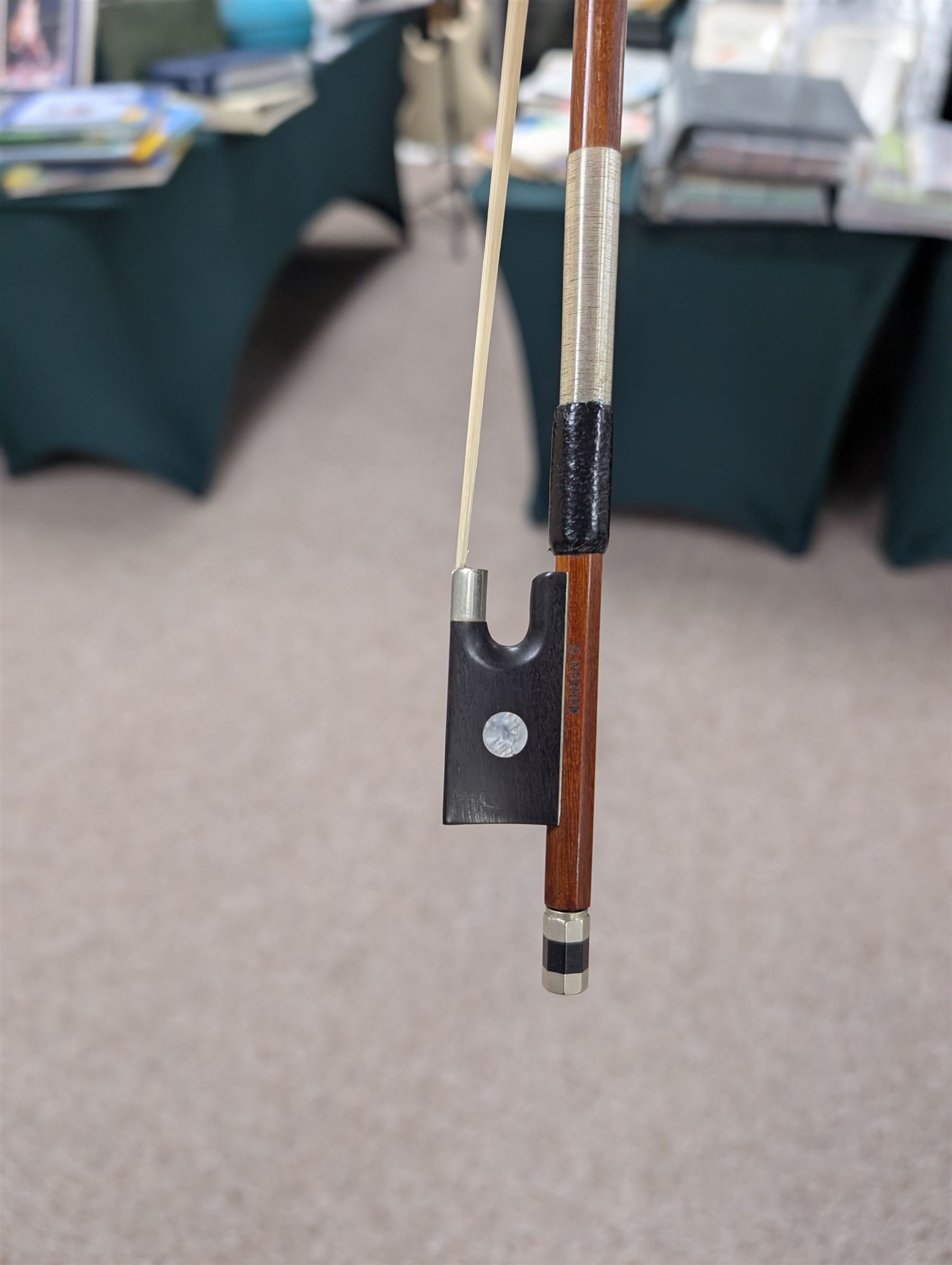 20th century violin, bearing label for Antonius and Hieronymus Amati, with bow stamped G. Werner, contained within fitted case