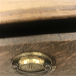 Georgian oak lowboy, single drawer, turned tapering supports, W76cm, H72cm, D48cm
