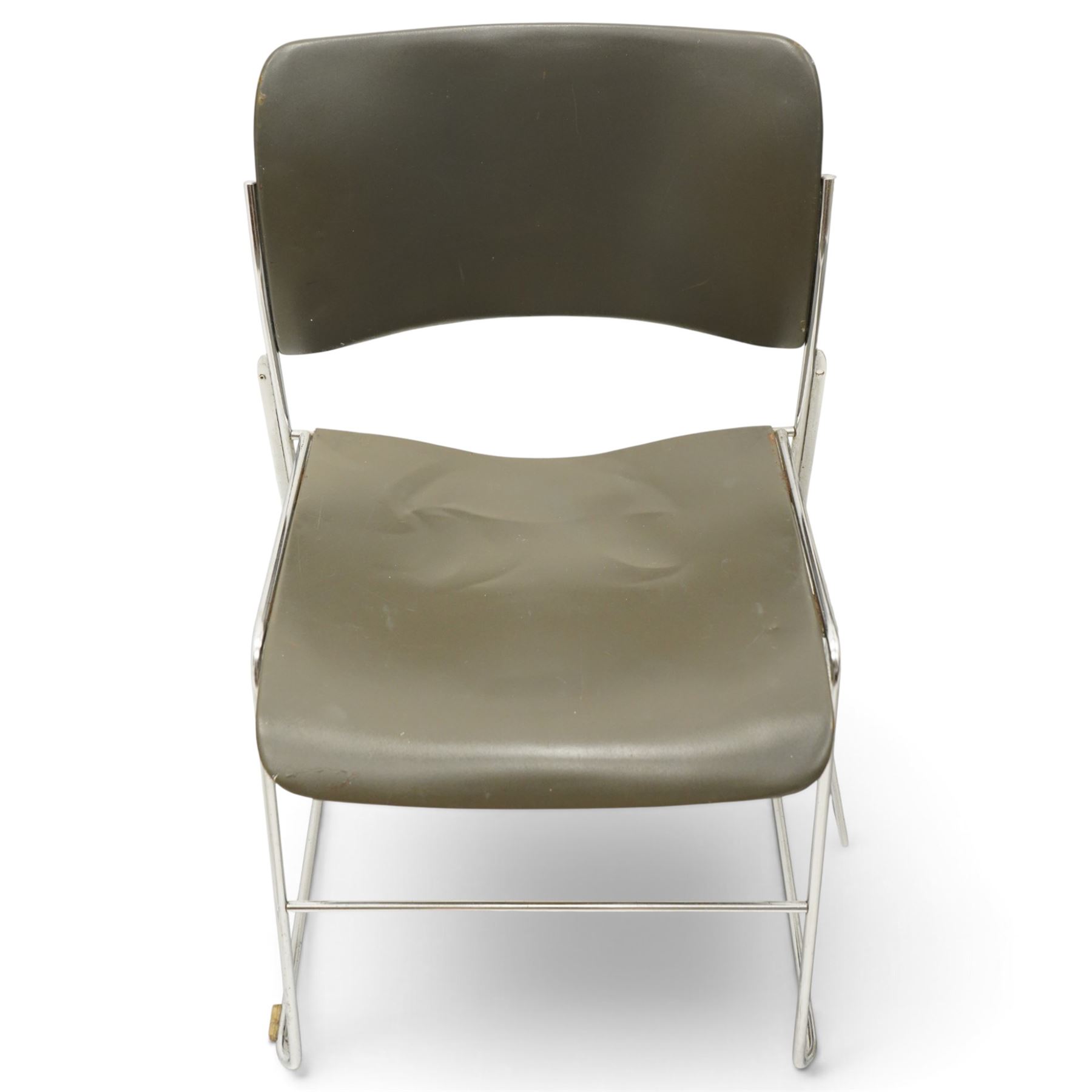 David Rowland for Howe - set four mid-20th century black and chrome 40/4 stacking chairs, metal seats with powder coated black finish, chrome tubular supports 