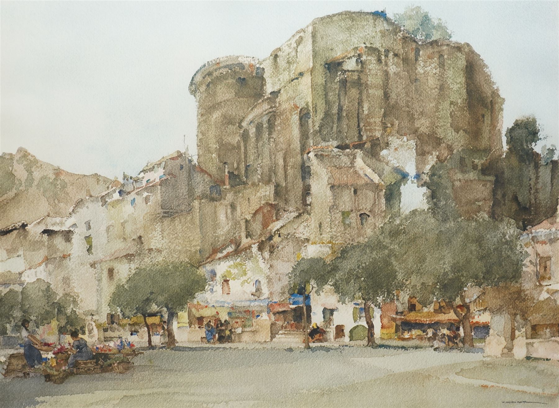 Sir William Russell Flint RA ROI (Scottish 1880-1969): 'La Voulte sur Rhone', colour print signed in pencil with blindstamp pub. 1969, 48cm x 63cm