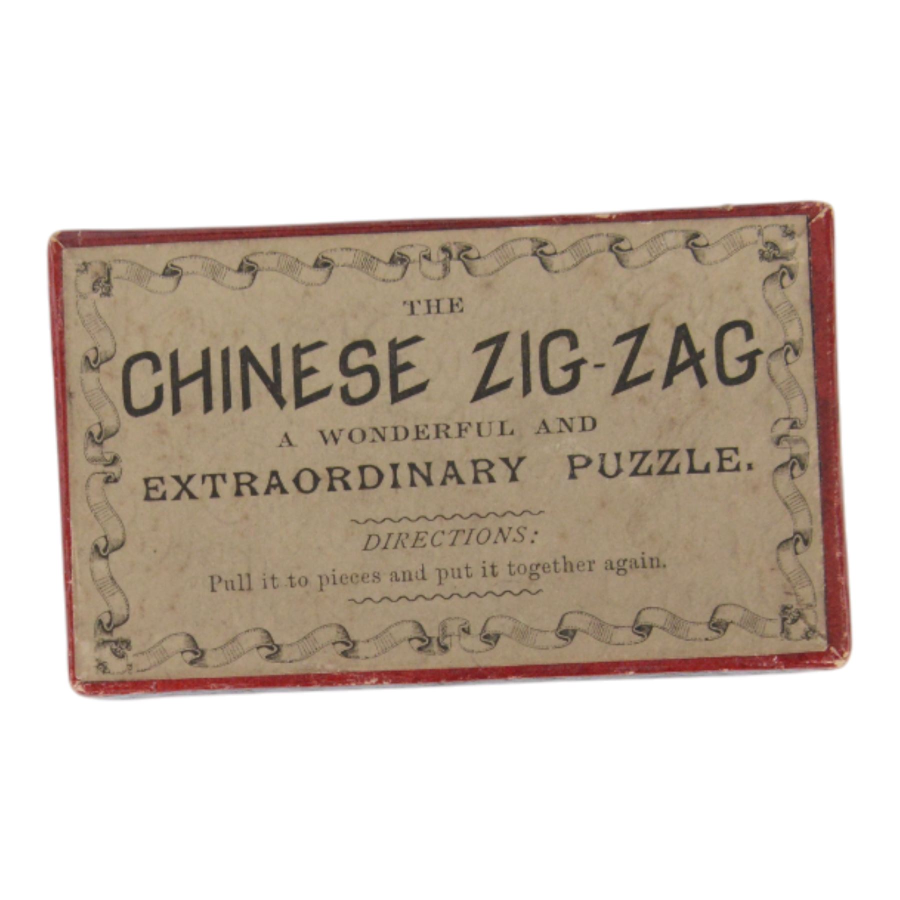 Early 20th century and later puzzles and games, including Bikee, 'A Novel and Very Amusing Game', by C.W. Faulkner & Co, Multum-In-Parvo Puzzle by RJ London, The Original 15 Puzzle by RJ London, The Chinese Zig-Zag 'A Wonderful and Extraordinary Puzzle', The Subway Puzzle by R Journet London, etc, all in glazed wooden display case