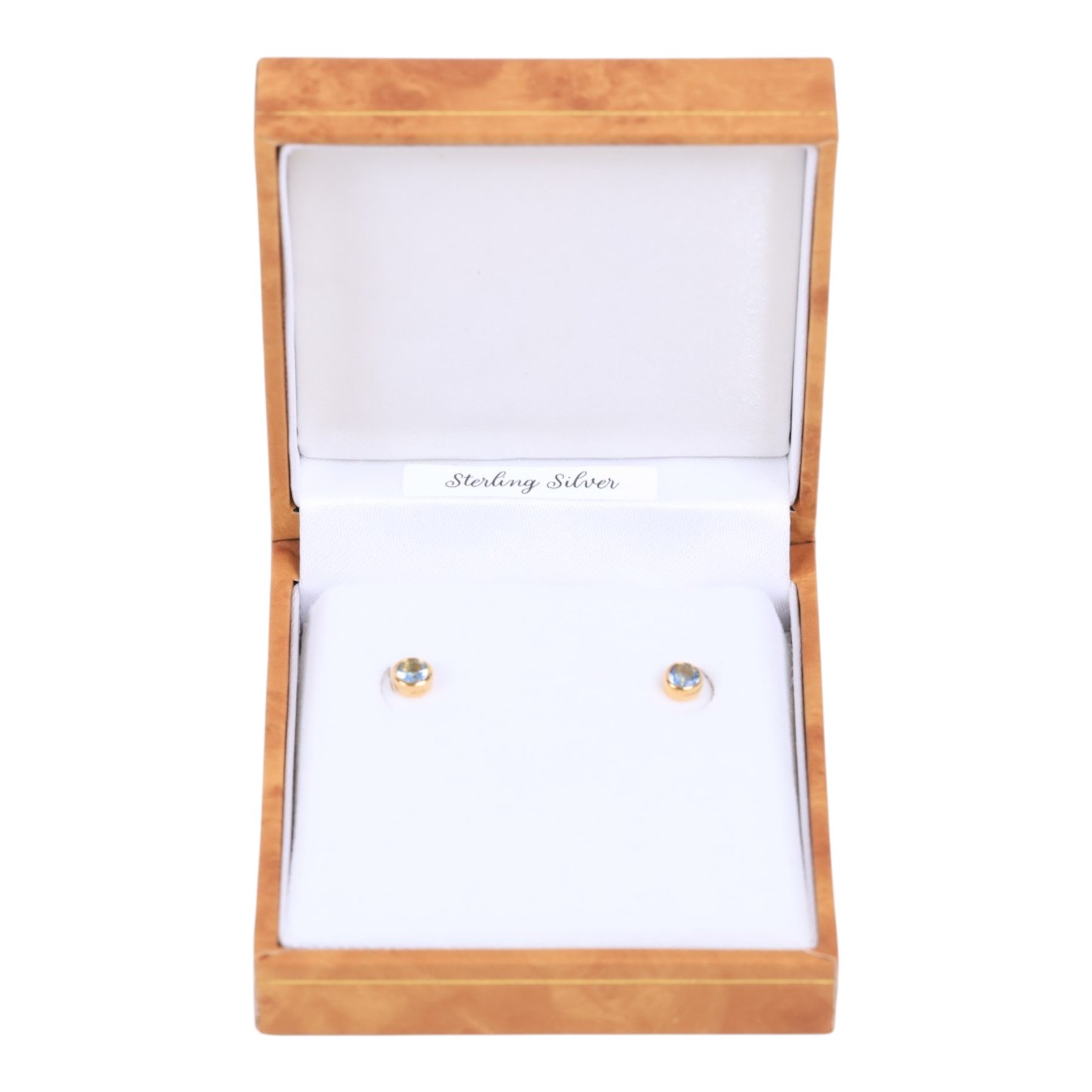 Pair of silver aquamarine stud earrings, boxed