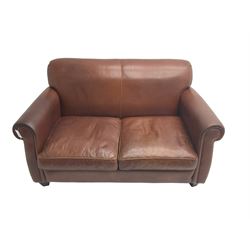 Laura Ashley - 'Exmoor' two seat sofa, upholstered in tan leather