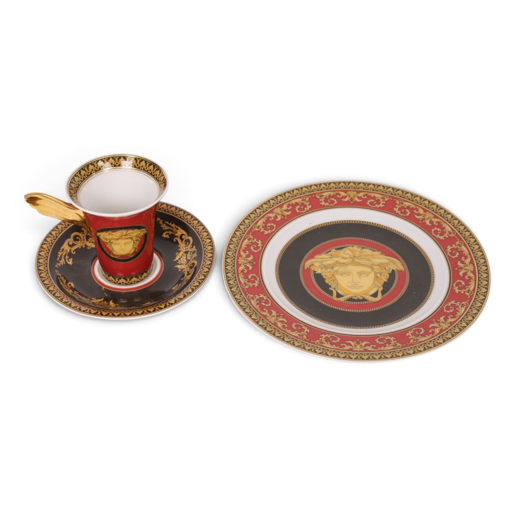 Rosenthal Medusa pattern trio, comprising coffee cup and saucer and dessert plate 