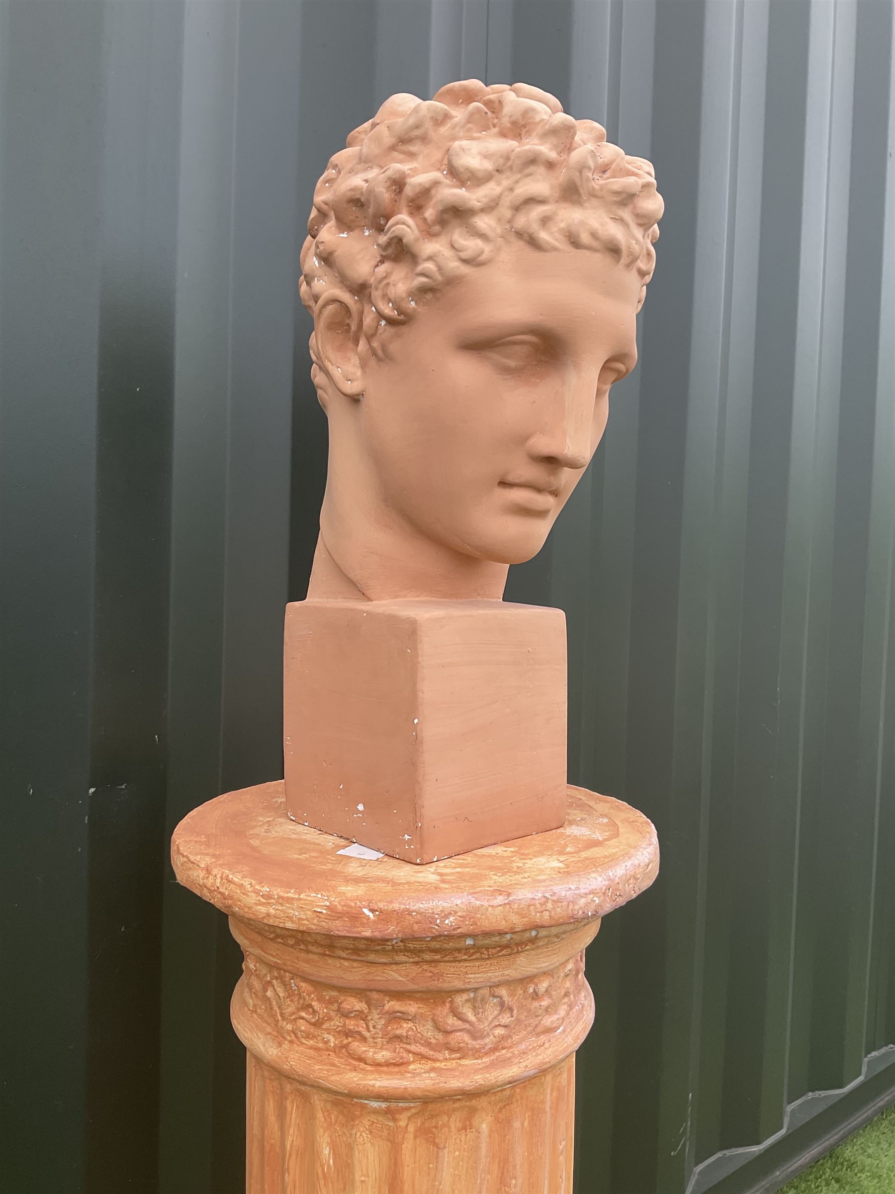 Bust on pedestal, plaster, female portrait  - THIS LOT IS TO BE COLLECTED BY APPOINTMENT FROM DUGGLEBY STORAGE, GREAT HILL, EASTFIELD, SCARBOROUGH, YO11 3TX