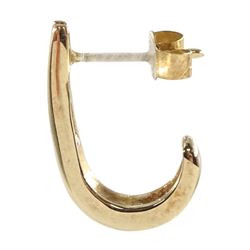 Pair of 9ct gold channel set diamond half hoop earrings, hallmarked