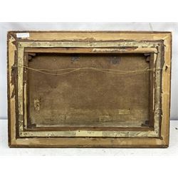 H J Jones (British 19th/20th century): Study of Three Hunters in Landscape, oil on canvas signed 38cm x 59cm