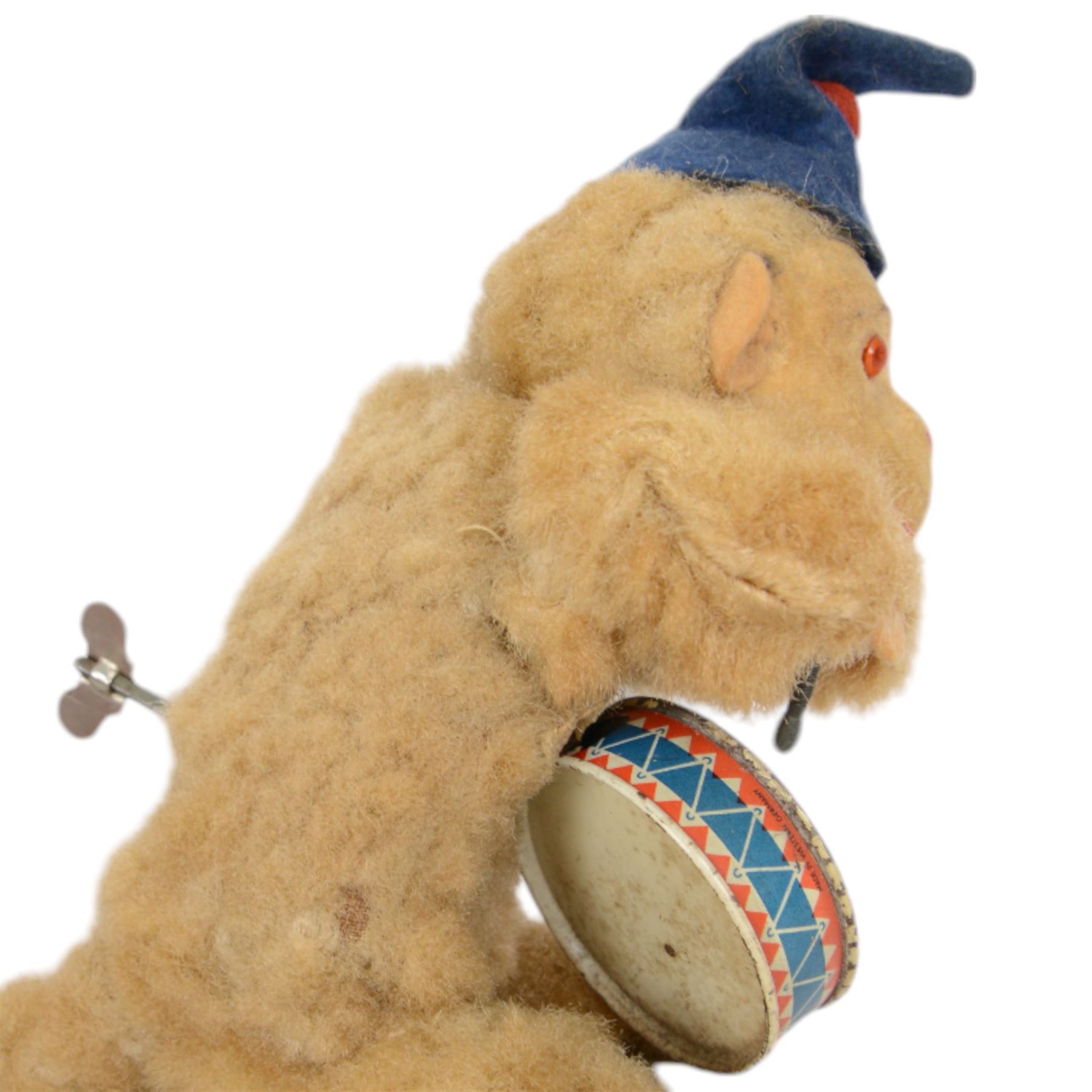 Two West German Urwald-Musik clockwork monkeys, one playing cymbals and the other a drum